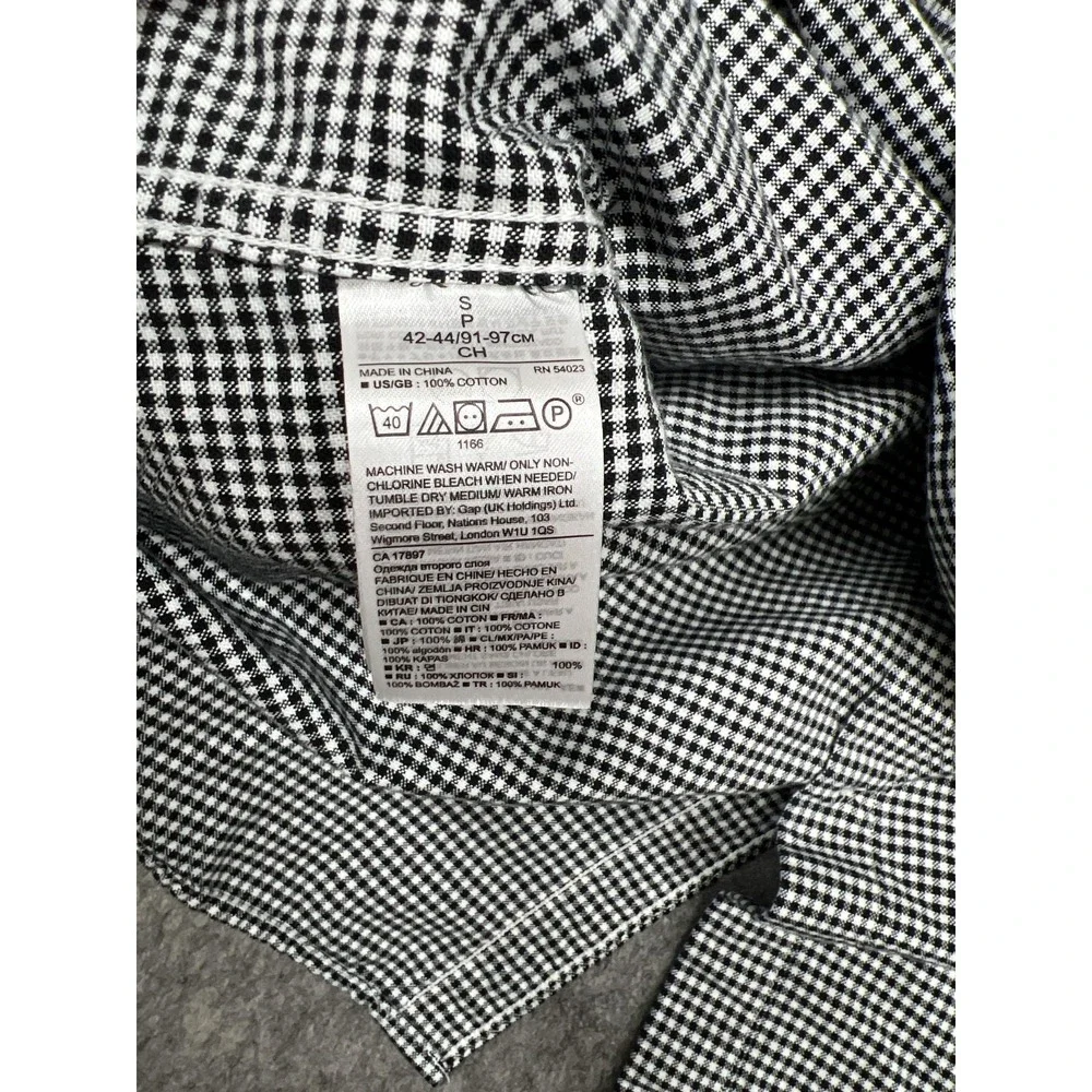 Banana‎ Republic Shirt Mens S Black Check Grant Fit Oxford Button Career Office